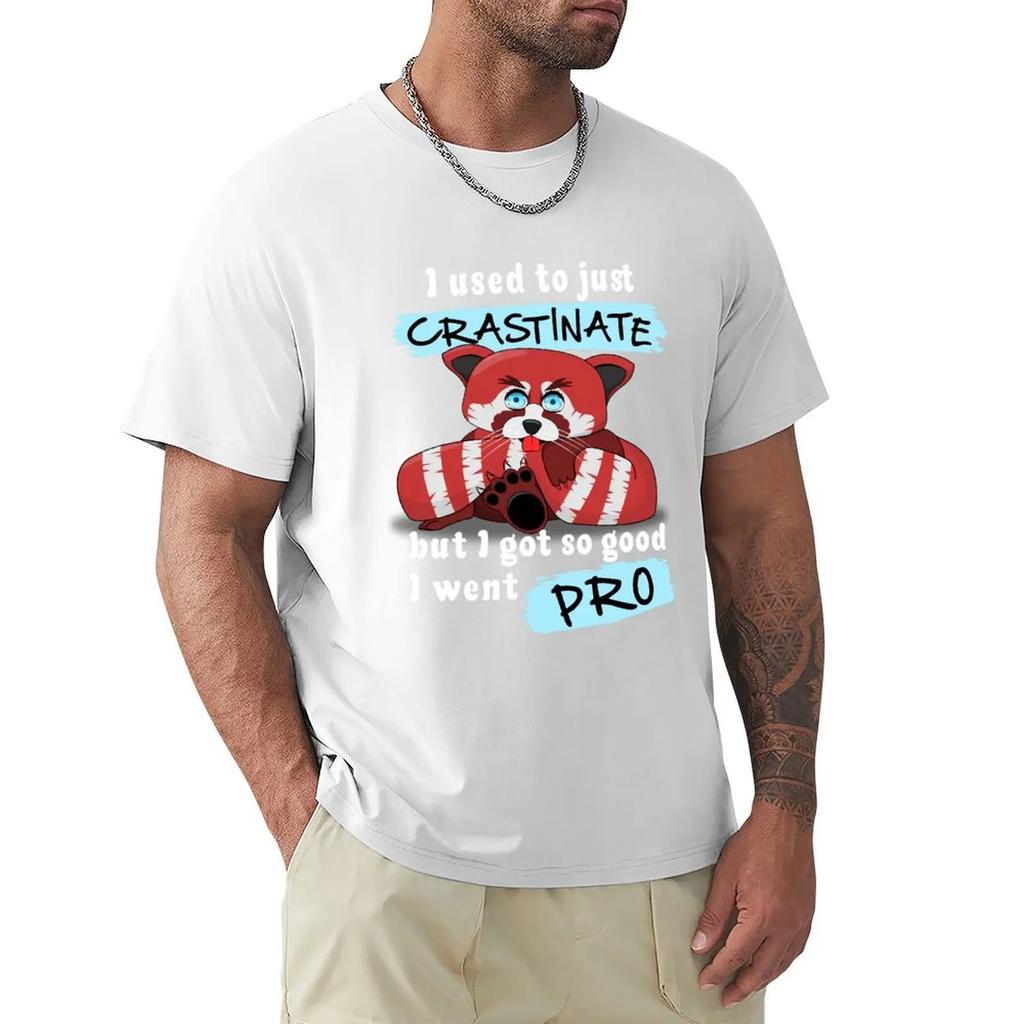 Red Panda – I used to just crastinate T-Shirt Basic Plain Short Sleeve Crew Neck Tee