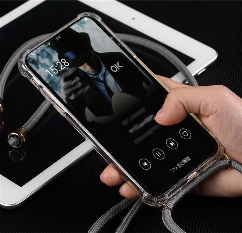 Shockproof Transparent Phone Case Crossbody Necklace Cord Lanyards With Rope For iPhone 16 Pro Max 15 14 Pro 7 8 X XR 13 12 11 Pro MAX