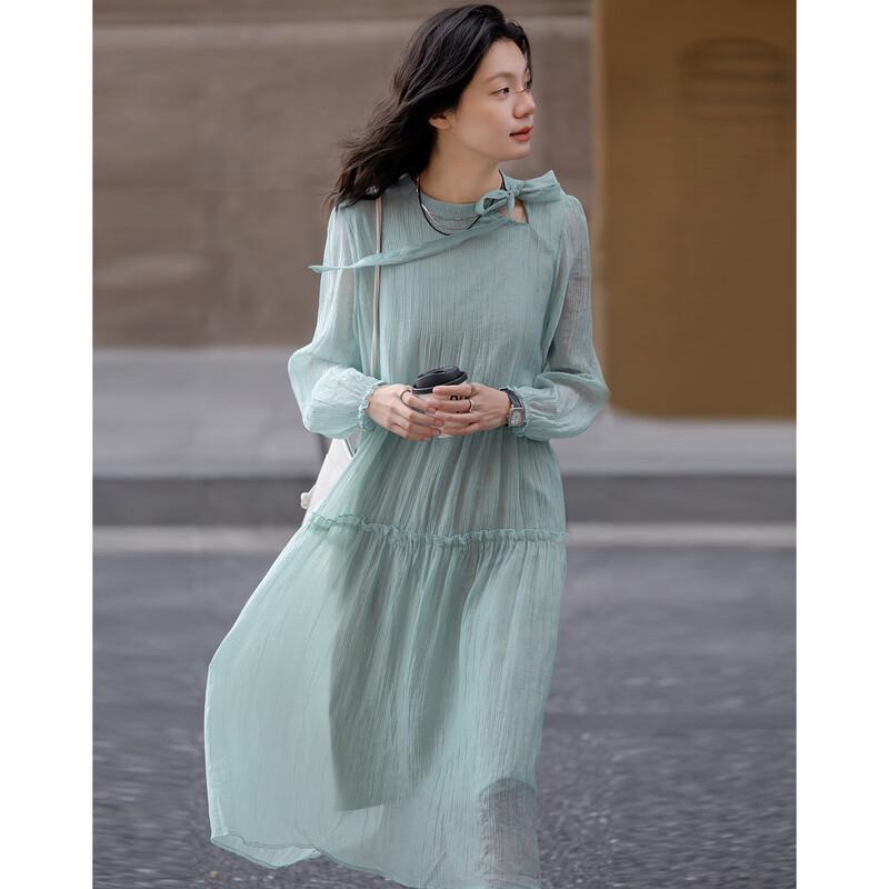 Demana French Ruffle A-line Midi Dress L