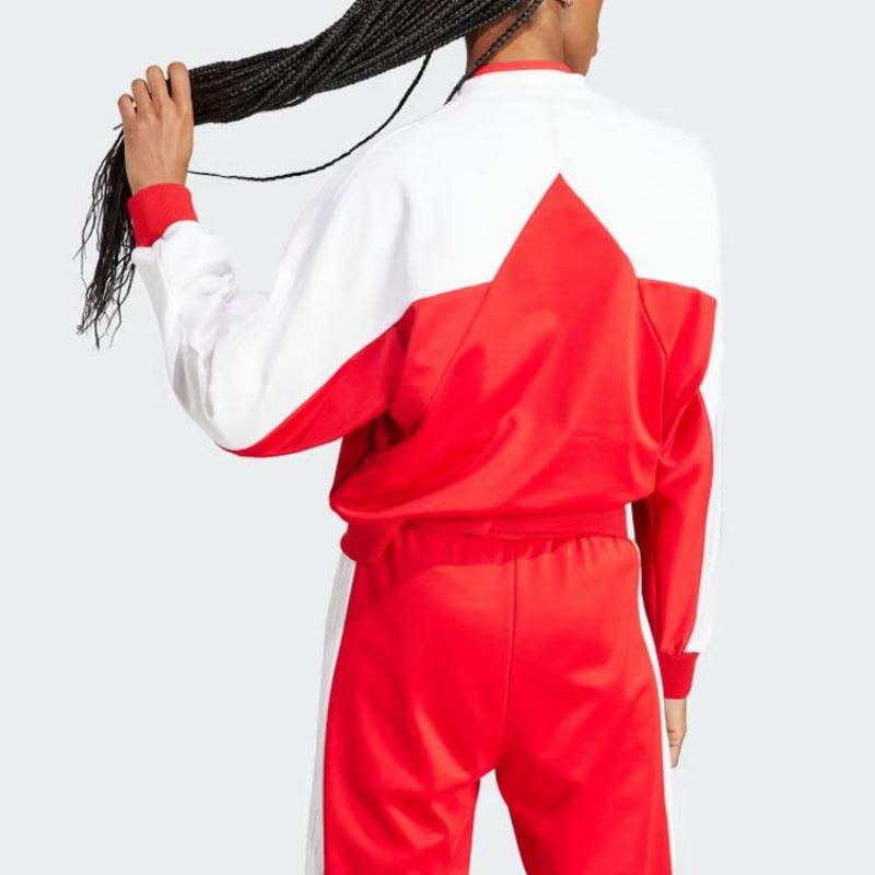 adidas Originals Women's Red White Colorblock Short Track Jacket IM5008