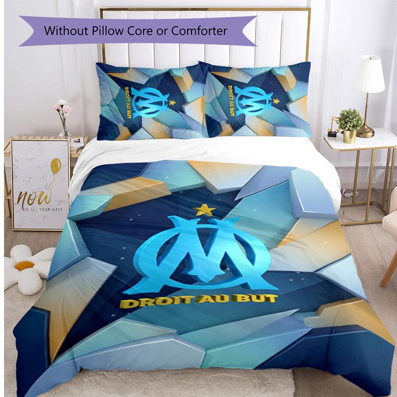 Olympique Lyonnais FC Printed 3PCS Bedding Set Breathable Duvet Cover with Pillowcases Decorative Bed Linen for Bedroom Home