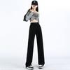 Comfortable Pear Shape Body Black Jeans Women Skinny Small People High Waist Straight Wide Leg Long Trousers Jeans for Women Long Denim Pants