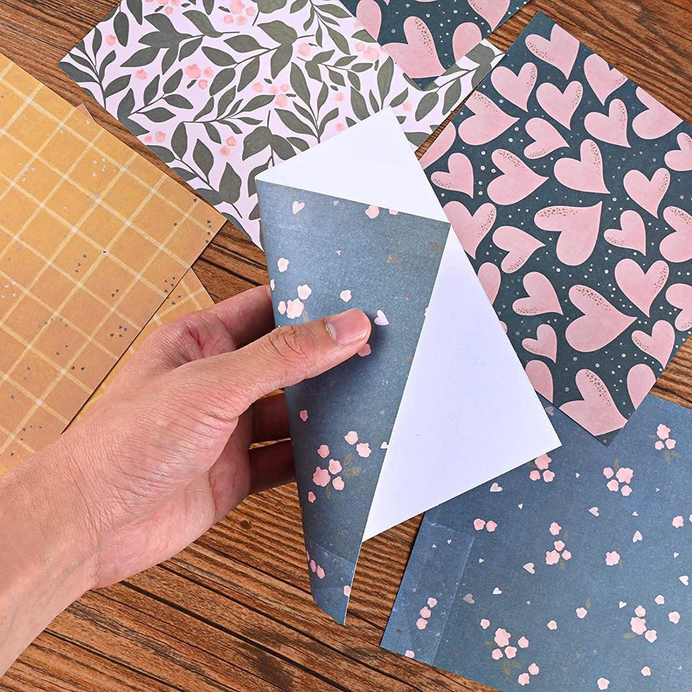 Single-Sided Scrapbook Paper, 6"×6" Scrapbooking Papers Cardstock Patterned Paper Pack, 160Gsm Multi-Colored Scrapbook