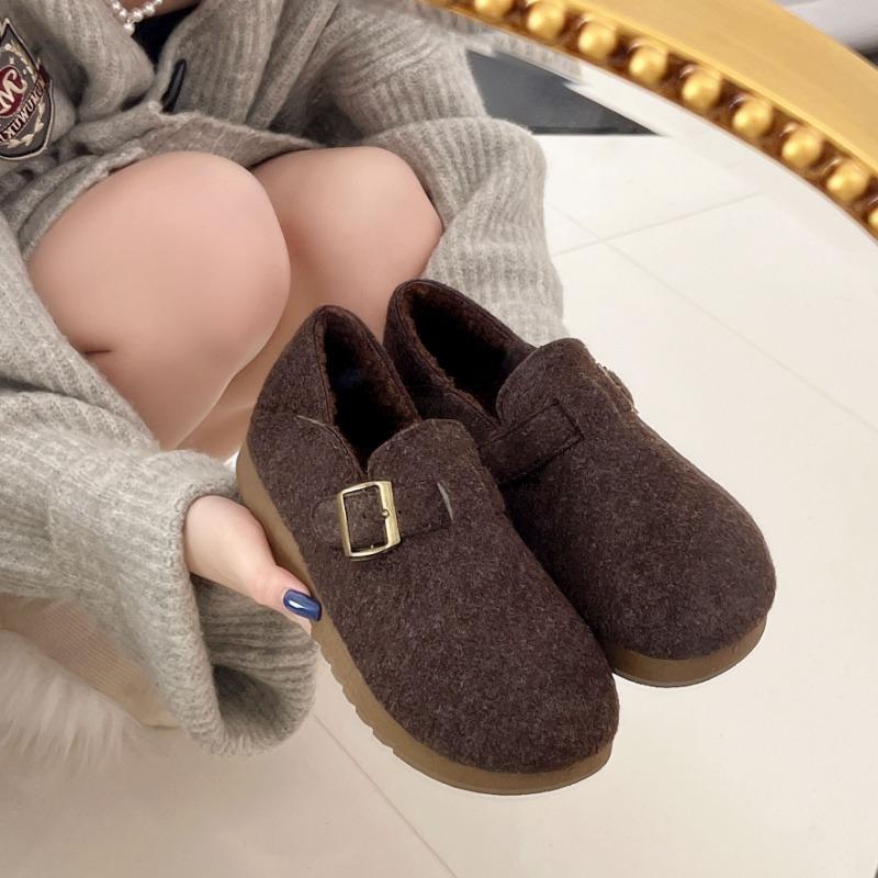 Women S Winter Faux Fur Lined Flat Casual Slip On Shoes