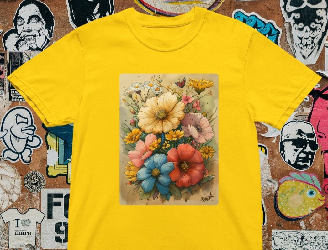 Vintage Floral T-Shirt – Retro Botanical Flower Print Tee Aesthetic Cottagecore S
