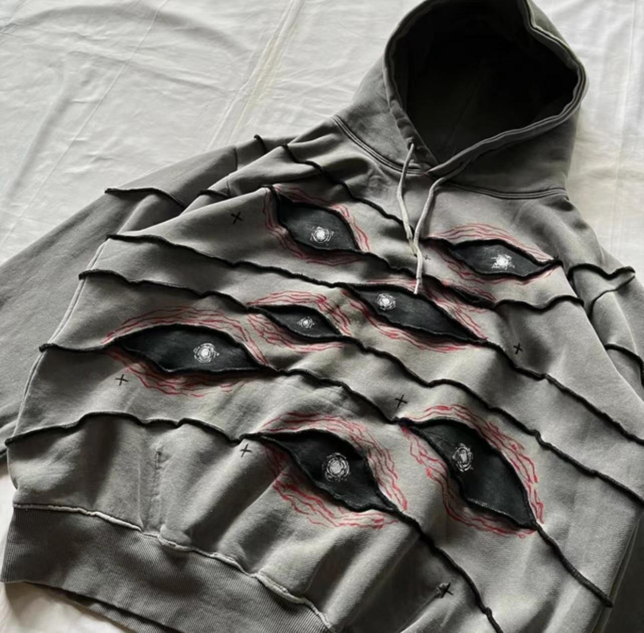 Худи из хлопка серии «Глаз Дьявола» с принтом в ретро-стиле 4XL