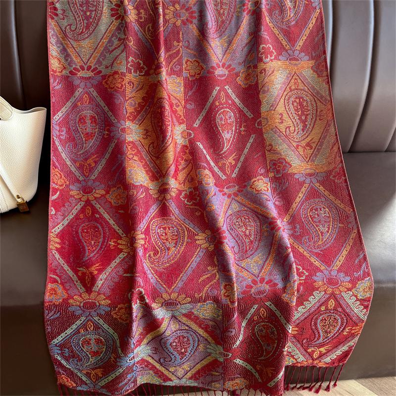 Luxusmarke Herbst Kaschmir Pashmina Schal für Damen Wickeltuch Warm Winter Jacquard Schals Design Druck Damen Foulard Stolen Schal