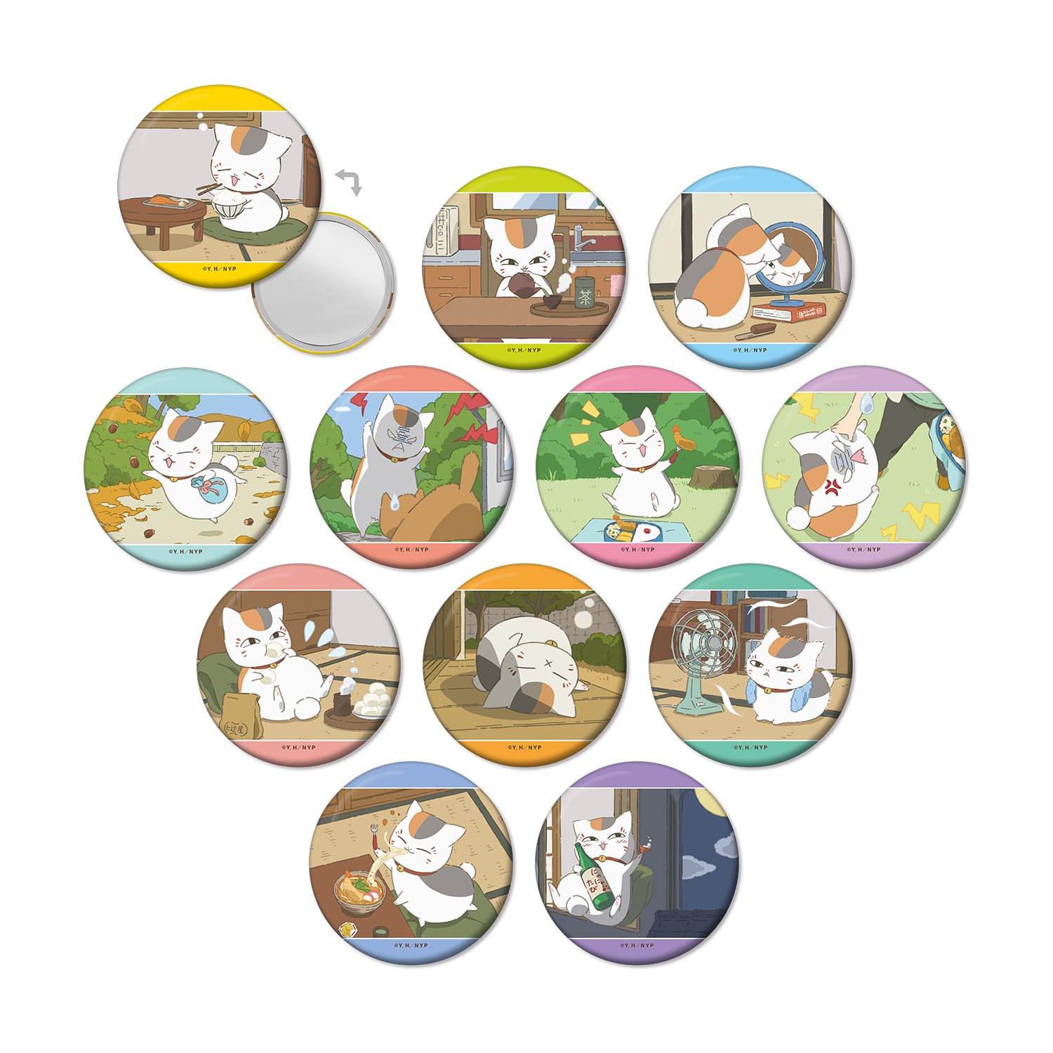 

Book of Friends Original Illustration Nyanko Day Trading Tin Mirrors Box of 12 Natsume s Sensei s ver.