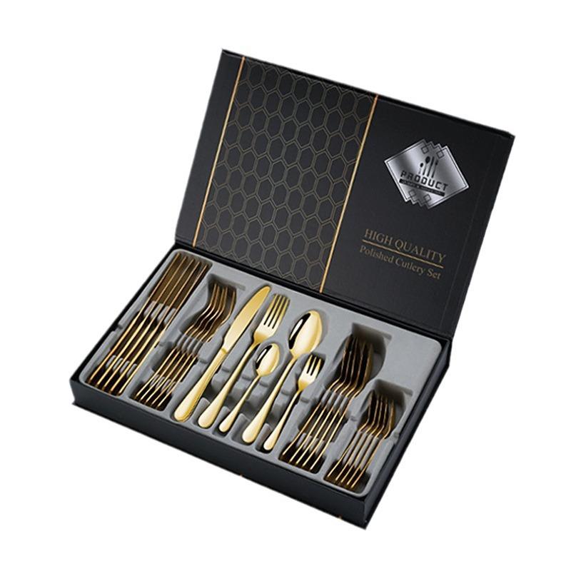 1010 Stainless Steel Western Tableware 24-piece Steak Knife Fork and Spoon Set Gift Box Event Gift