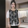 Korean Summer Lace Crochet Leaf Vest Spliced Women's Loose Pullover Top