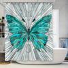 Stylish Blue Butterfly Shower Curtain For Bathroom Decor Artistic Glass Panel Design Water Resistant Fabric Easy Installation Ki