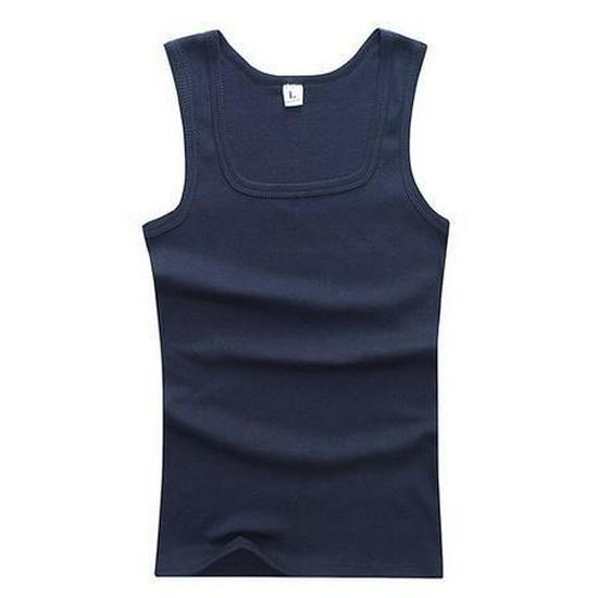 Men's Korean Style Slim Fit Cotton Square Collar Vest for Summer