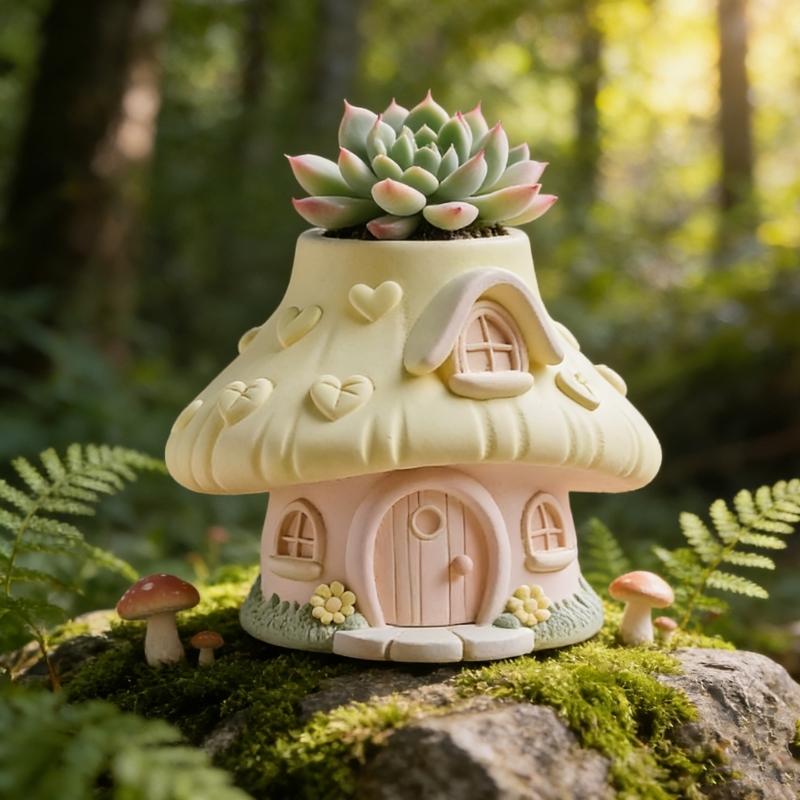 Domek z Grzybów Pojemnik na Kwiaty Silikonowa Forma Odpowiednia do Tworzenia Sztuki z Żywicy Ozdób z Betonu i Przedmiotów Artystycznych
