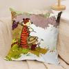 Cartoon CCalvin Hobbes Cute Cushion Cover Silky Short Plush Invisible Zipper Dustproof Sofa Pillow Case For Home Decor