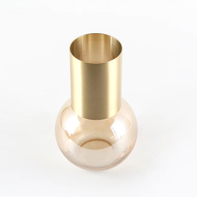 Creative Metal Glass Vase Artistic Flower Vessels Hydroponic Vases Flower Utensils Ornament Decorative Vase Flowers Arrangement