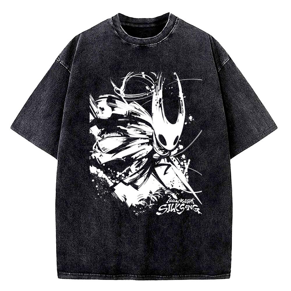 

Hollow Knight Vintage Washed T Shirts Men Clothing Casual Short Sleeve Tshirts Male High Quality Cotton Tee Shirt S