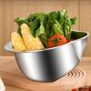 Slanted Rice Strainer Washing Bowl for Cleaning and Washing Vegetable Fruits Silver Fruits Rice Washing Bowl with Side Drainage