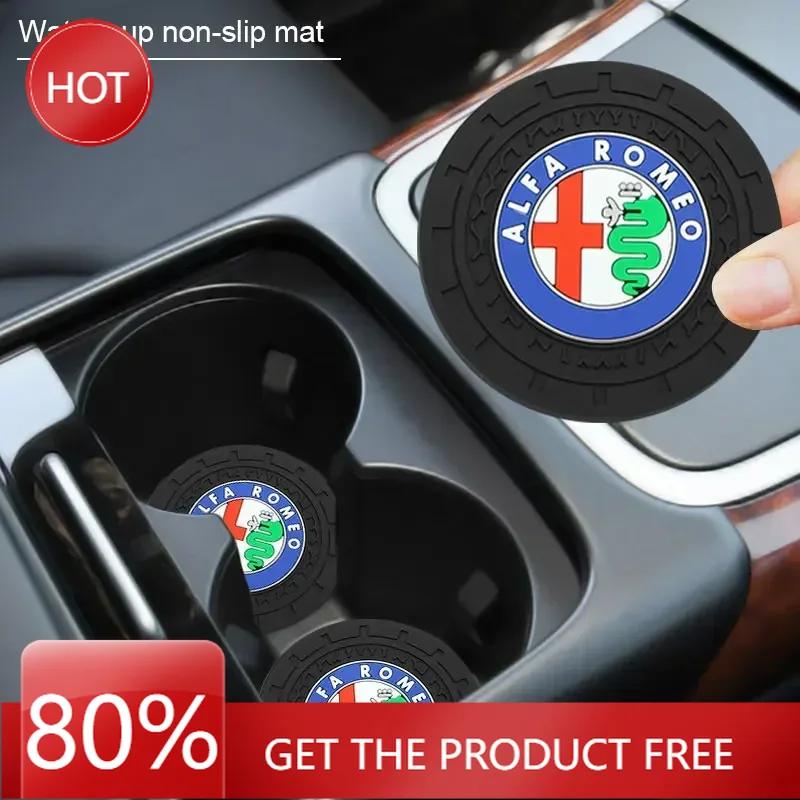 Hub Caps 2pcs Car Auto Cup Holder Anti Slip Insert Coasters Pads For Alfa Romeo 159 Giulietta Giulia 147 Mito 156 Stelvio Volant ze3