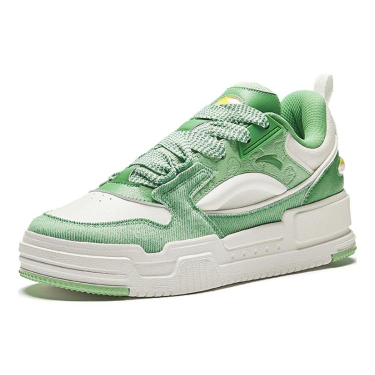 Anta Micro Sugar Puffy Shoes Anti Slip Wear Resistant Low Top Skateboard Shoes Men's White Green 912348001-5