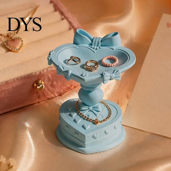 Dressing Table Accessory Heart Shape Jewelry Tray, with Bow Design, 3D Printed Desktop Storage Organizer, Macaron Color Tray Matte Finish Display