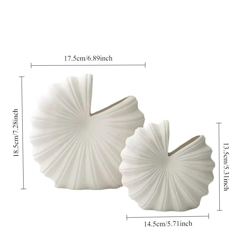 European-Style Ceramic Shell Vase Simple Creative New Model for Dried Flowers Fresh Flowers Water Cultivation Scandinavian (White,S) белый