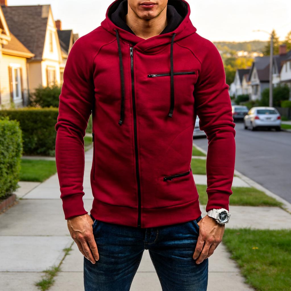Men's Casual -Lined Zip-Up Hoodie Loose Fit Sweatshirt for Fall and Winter
