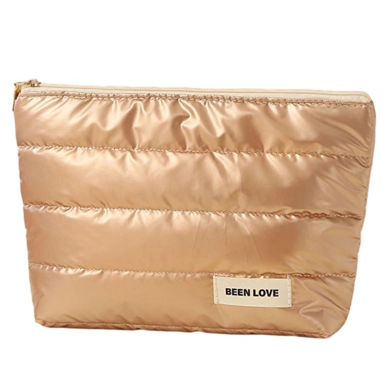 Large Capacity Makeup Bag Waterproof Portable Fashionable Travel Toiletry Organizers for Cosmetics Storage золотой