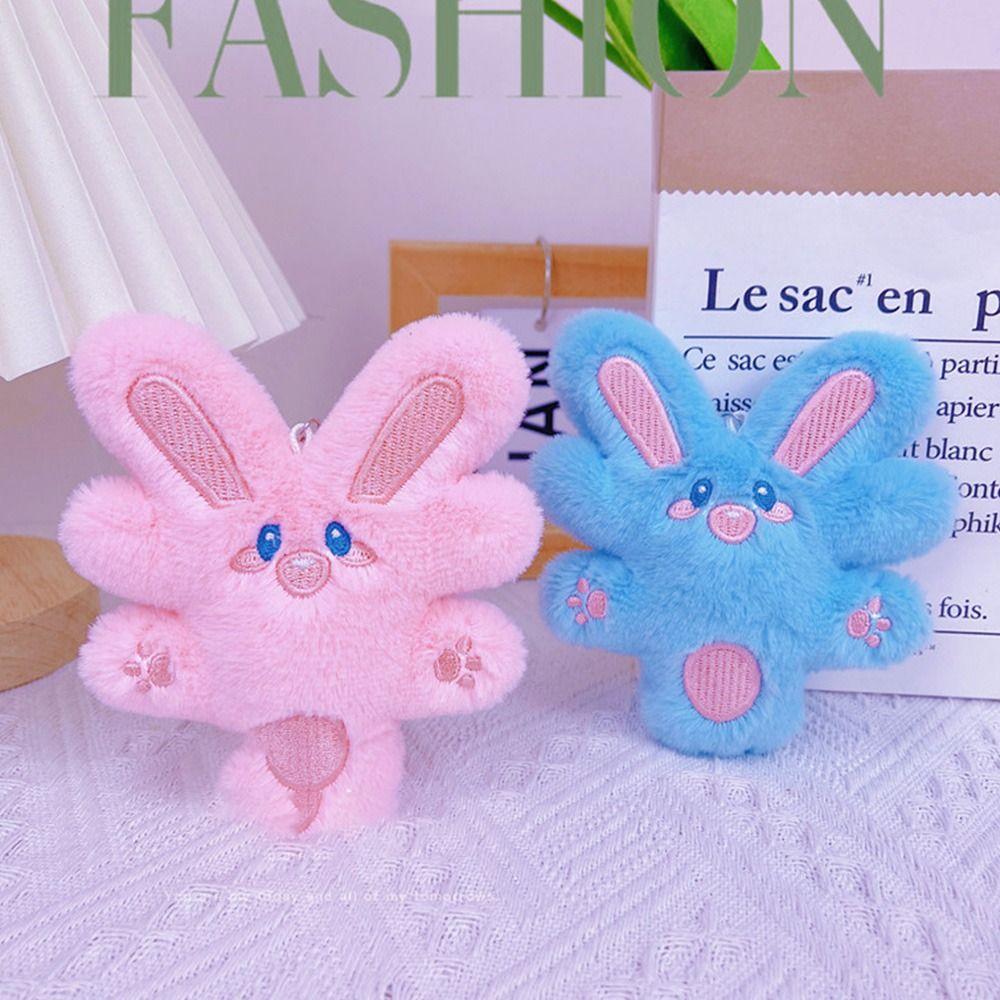 

Bunny Pendant Popular Cute Plush Doll Doll Key Chain Korean Style Accessories Rich Rabbit Key Ring White-Bead Chain