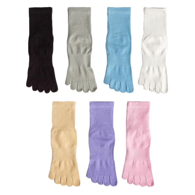 Women's Five-Toe Cotton Mid-Calf Socks - Breathable, Sweat-Wicking, Non-Constricting, Ideal for Spring and Autumn