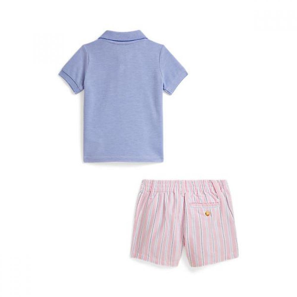 Polo Ralph Lauren Baby Boy Oxford Mesh Polo Shirt And Stripe Short  Cwpo2sti9s20124430 