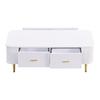 Center Table Coffee Golden Handles with Two Drawers Large Storage Space Curved Sofa Corners Wavy Side Storing MDF Rectangle Shape Tea Home Furniture