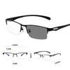 Mens Photochromic Presbyopia Glasses Half Frame Multifocal Reading Anti Blue Light HD Clear Vision
