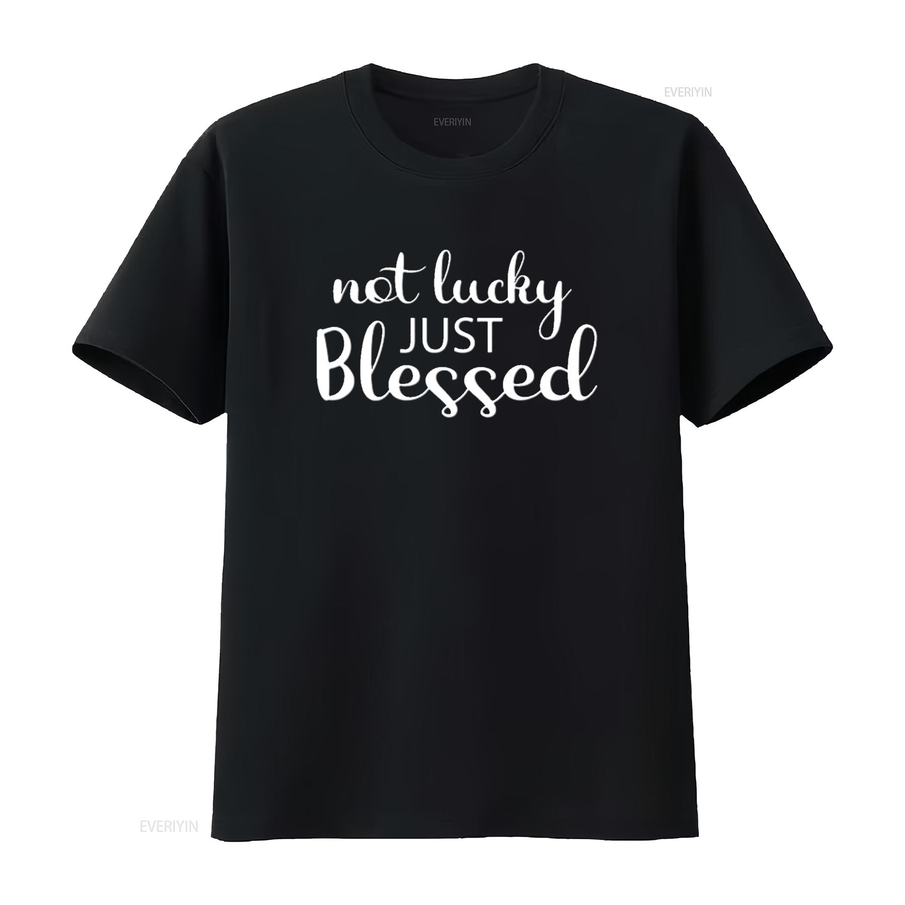 

Mens Not Lucky Just Blessed Christian Religious T Shirt Black 3X Large vintage Washed designer clothes Breathable homme Casual 4XL