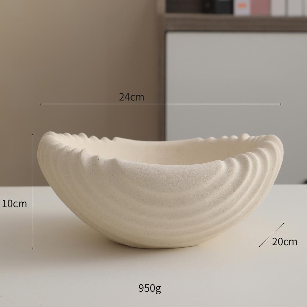 Ceramic Shell Fruit Bowl Textured snack bowl Afternoon tea serving Coffee table centerpiece bowl Decorative storage container