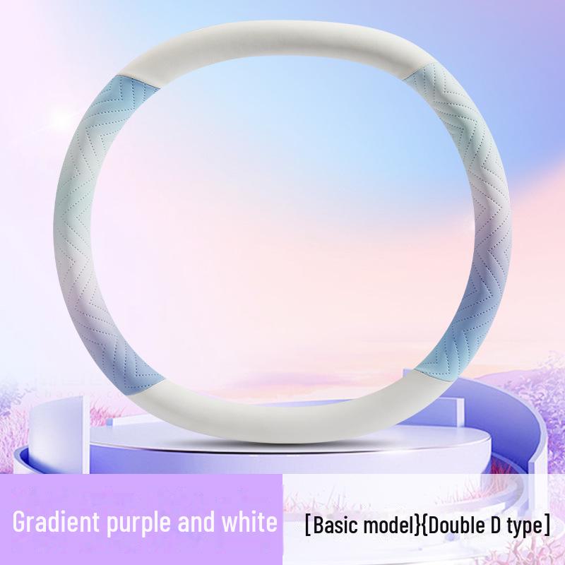 2024 Lenkradbezug aus Nappaleder mit Farbverlauf und Welpenmotiv in farbenfrohem Design