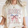 America Land of the Free Shirt, Retro 1776 Coquette Bow Tee, Patriotic 4th of July T-Shirt, Vintage USA Flag Bow Top, Independence Day Gift