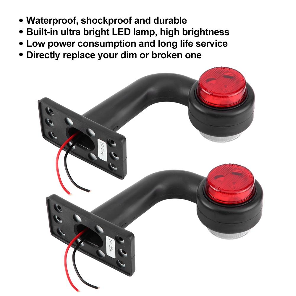 2Pcs 12 LED 10V‑30V Elbow Side Marker Indicator Light Lamp Side Marked Lamp for Car Truck (X1)