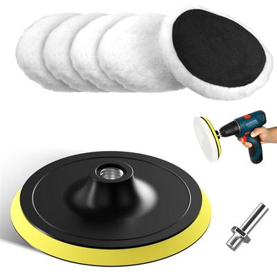 7 ΤΕΜ 3" Γυάλισμα μαξιλαριών γυαλίσματος Wool Wheel Mop Kit for Car Polisher Drill Adatper