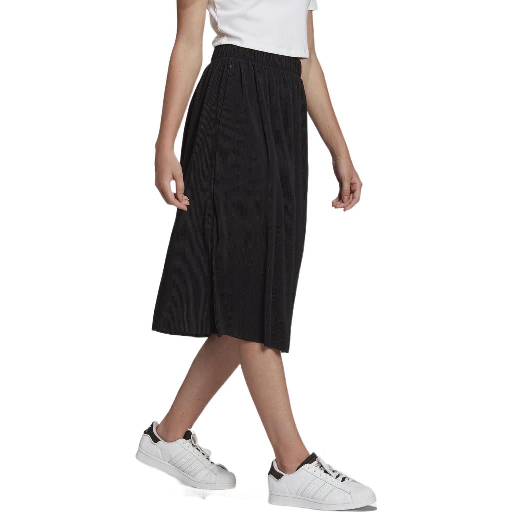 Adidas Originals Adicolor Solid Pleated Elastic Waist Casual Long Skirt Women skirts Black HG1091