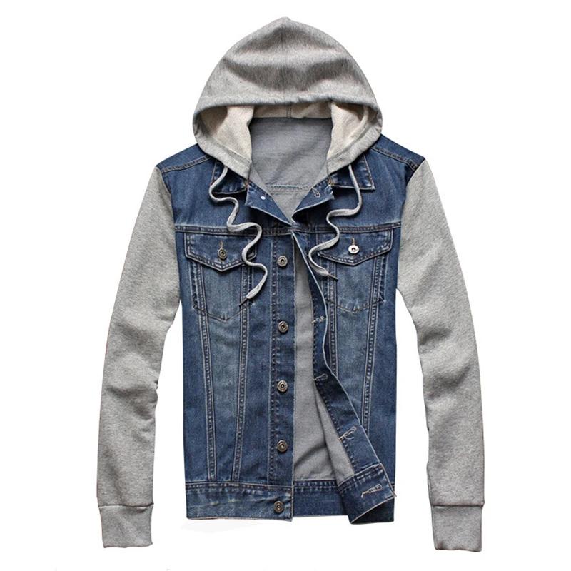 2026 Primavera Otoño Chaqueta Vaquera con Capucha para Hombre Ropa Casual Urbana Chaquetas Vaqueras Chaqueta Vaquera para Hombre Abrigo Desmontable para Hombre