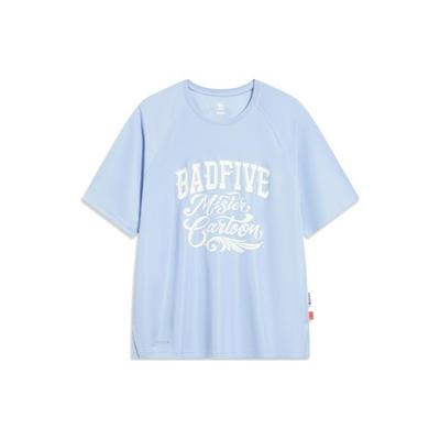Lining Badfive Mister Letter Print Pullover T-Shirt Men Tops Sky-Blue ATST087-3