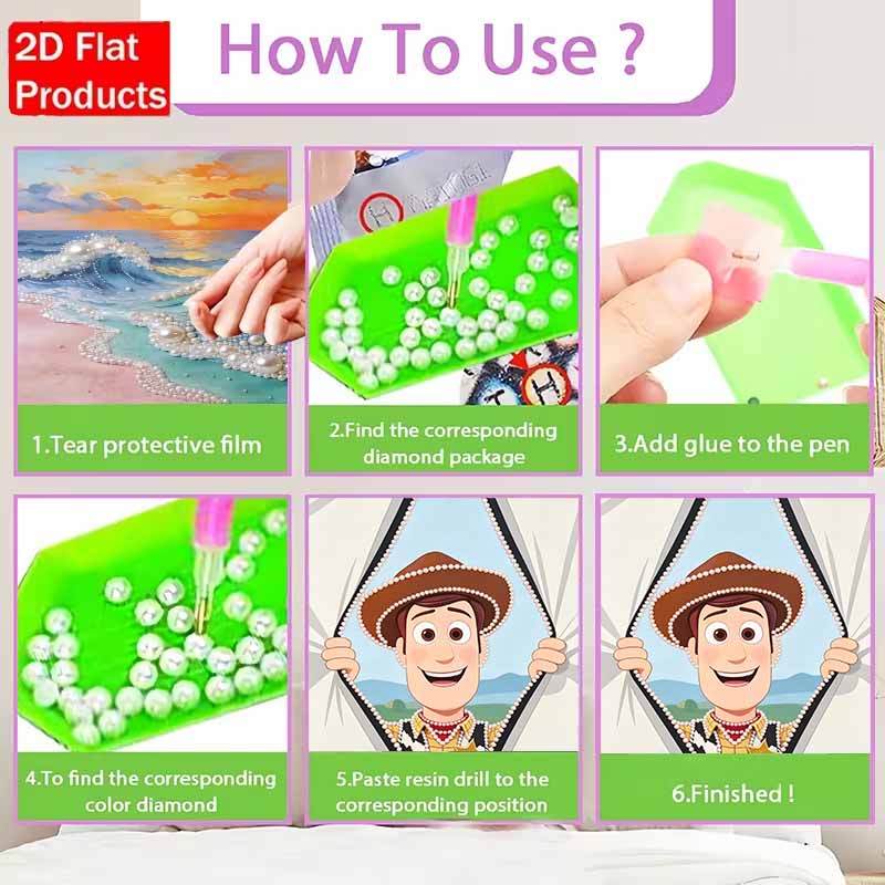 Disney Pearl Painting Toy Story Cowboy Woody Handmade DIY Pearl Gemstone Painting Pictures Crafts Special Shape Home Wall Decoration