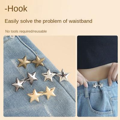 Portable Star Jeans Buttons Replacement Waist Adjust Pants Pins Reusable Waist Buckle
