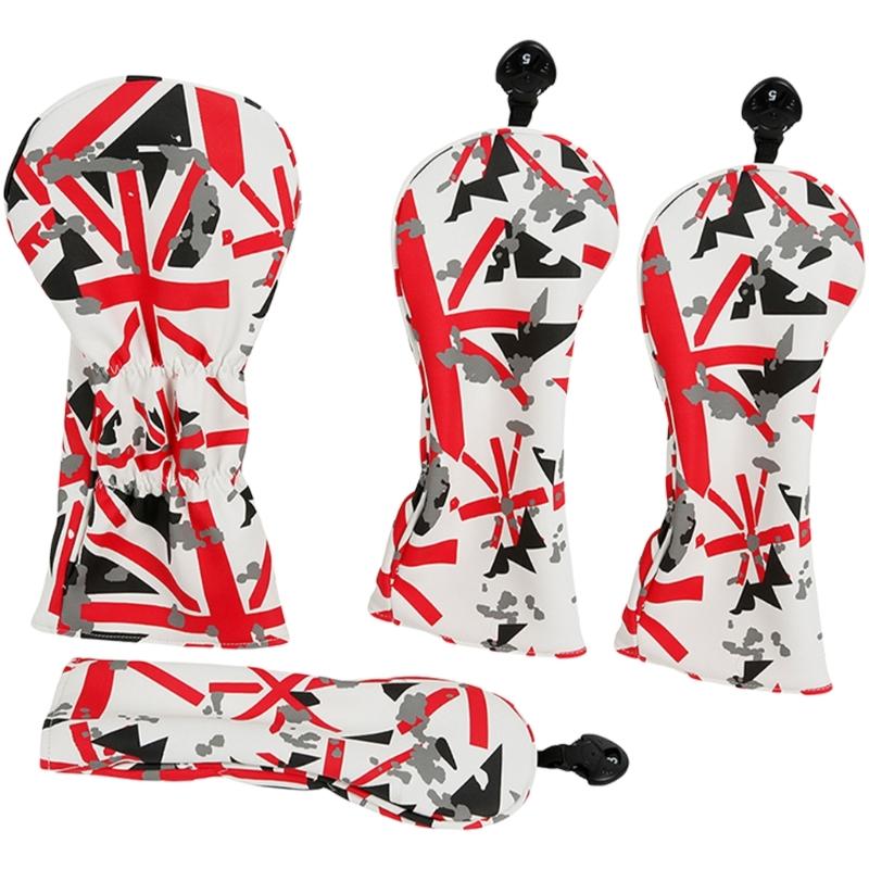 

4Pcs British Flags Fairway Wood Headcover Waterproofs PU Leather Golfs Club Head Cover Replacement Driver Headcover 1