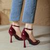 Red High Heels, Thin Heels, Sexy 2025 New Summer Pointed Head with Hollow Single Shoes, High Heels, Bag Head Sandals