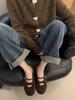 2025 autumn new retro flat-soled soft-soled fluffy shoes for women to wear autumn and winter velvet cotton shoes Mary Jane shoes