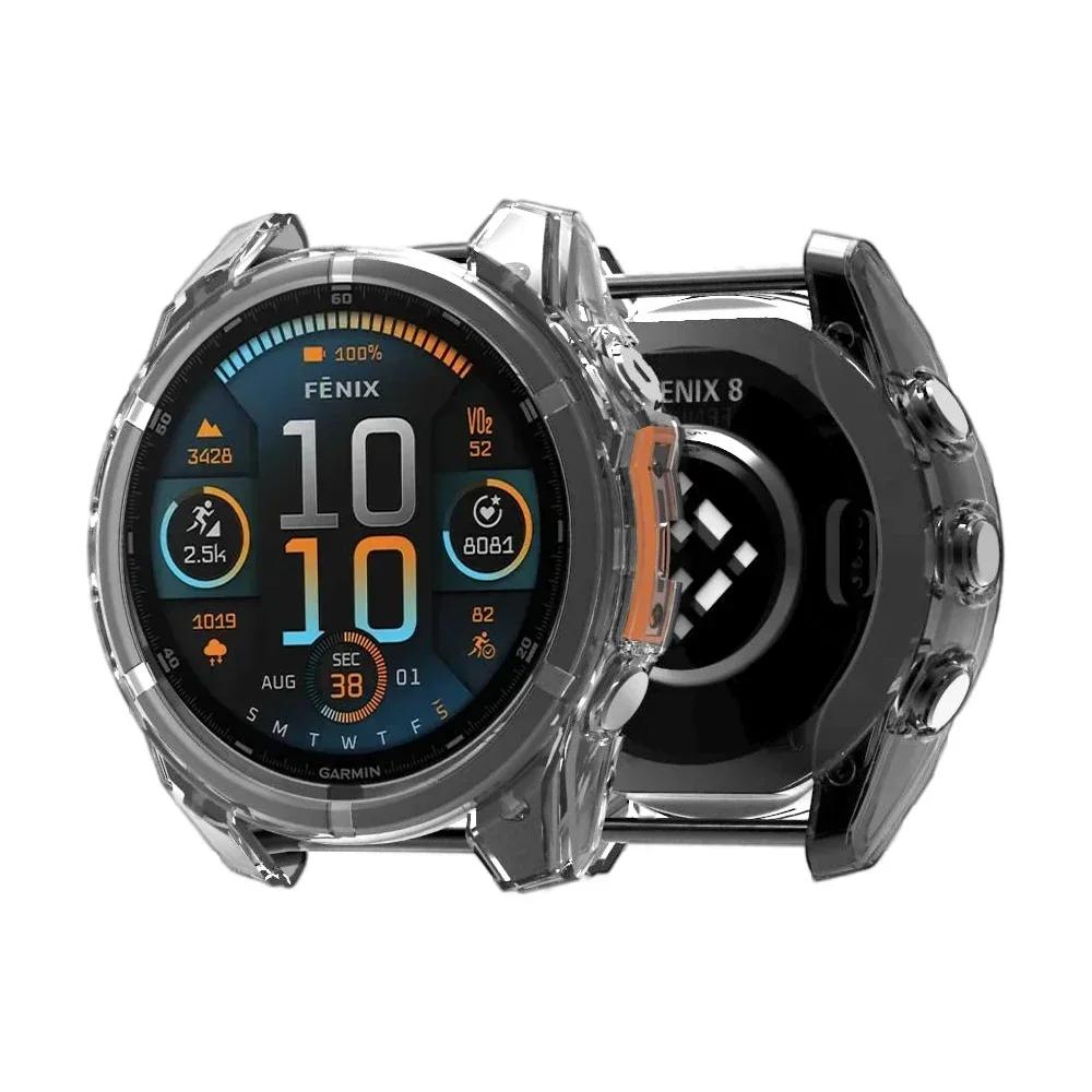 Soft Silicone Transparent Protective Case For Garmin Fenix 8 47mm 51mm Clear TPU Cover For Fenix8 Watch Shell Accessories