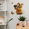 Cartoon Kamera Maus und Schmetterlinge Wandaufkleber für Schlafzimmer Wohnzimmer Eingangsbereich Abnehmbar Selbstklebend Heimdekoration