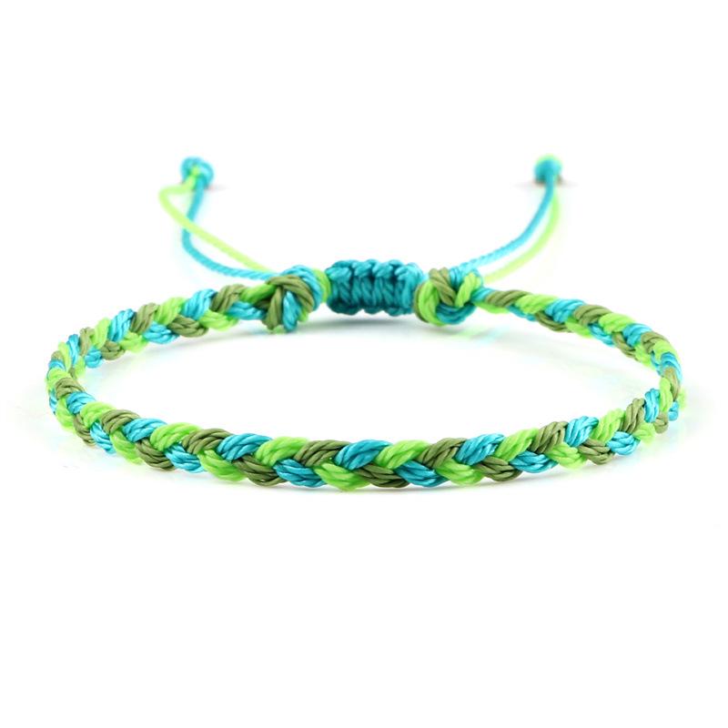 Adjustable Colorful Three-Strand Braided Waxed Thread Bracelet Set for Couples and Handmade Jewelry