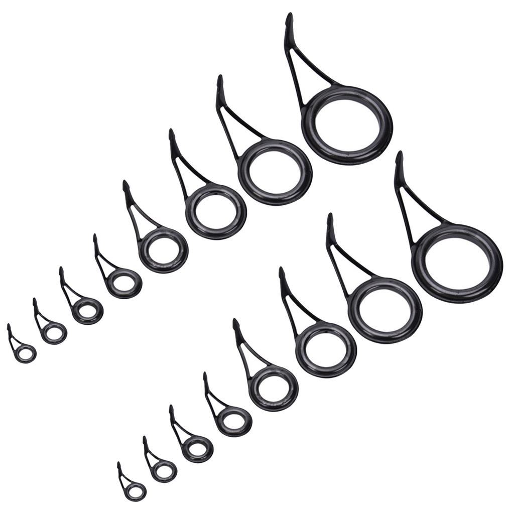 16Pcs Rod Repair Kits Ceramic Fishing Rod Guide Tip High Carbon Steels Frame Fishing Rod Guide Tip Circle Rings Eye